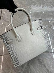 Colestore Hermès Birkin Himalaya Crocodile Pattern Bag In White size 30cm - 3