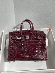 	 Colestore Hermès Birkin 25 Bordeaux Shiny Croco Silver Hardware  - 1