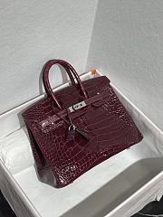 	 Colestore Hermès Birkin 25 Bordeaux Shiny Croco Silver Hardware  - 5
