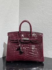 	 Colestore Hermès Birkin 25 Bordeaux Shiny Croco Silver Hardware  - 4