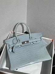 	 Colestore Hermès Birkin 30 Retourne Bleu Ciel Matte Croco Silver Hardware  - 3