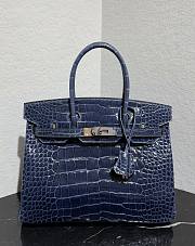 	 Colestore Hermès Birkin 30 Blue Sapphire Porosus Croco Silver Hardware - 1
