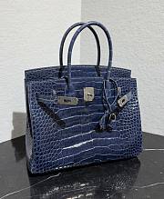	 Colestore Hermès Birkin 30 Blue Sapphire Porosus Croco Silver Hardware - 2