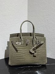 	 Colestore Hermès Birkin 30 Gris Tourterelle Shiny Porosus Crocodile Silver Hardware - 1