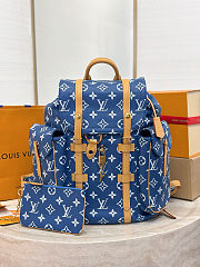 Colestore Louis Vuitton Christopher P9 MM Backpack Blue 44x38x12.5cm - 1