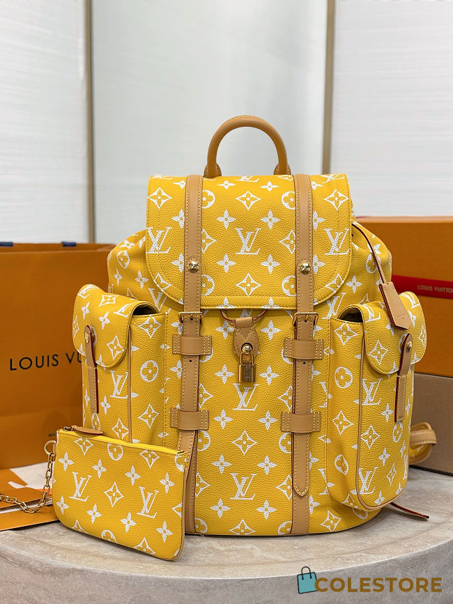 Colestore Louis Vuitton Christopher P9 MM Backpack Yellow 44x38x12.5cm - 1