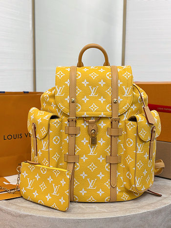 Colestore Louis Vuitton Christopher P9 MM Backpack Yellow 44x38x12.5cm