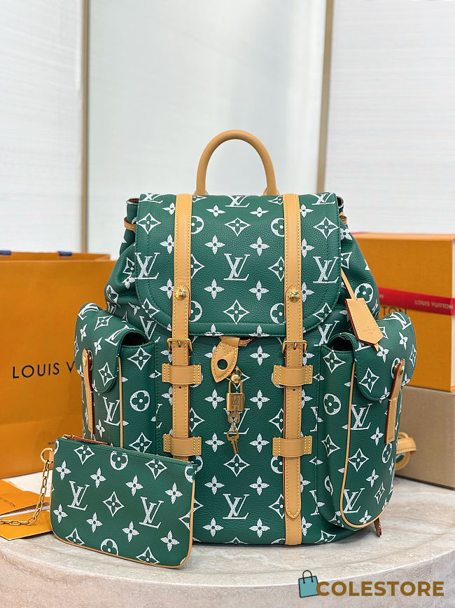 Colestore Louis Vuitton Christopher P9 MM Backpack Green 44x38x12.5cm - 1