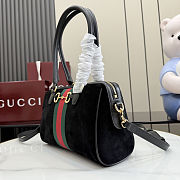 Colestore  Gucci Borsetto medium boston bag in Black suede 28x15x10cm - 5