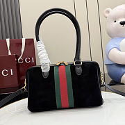 Colestore  Gucci Borsetto medium boston bag in Black suede 28x15x10cm - 4