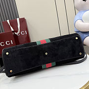 Colestore  Gucci Borsetto large boston bag in Black suede  38.5x22.5x13cm - 6