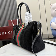 Colestore  Gucci Borsetto large boston bag in Black suede  38.5x22.5x13cm - 4
