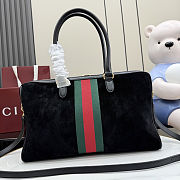 Colestore  Gucci Borsetto large boston bag in Black suede  38.5x22.5x13cm - 3