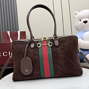 Colestore  Gucci Borsetto large boston bag in Dark Brown suede  38.5x22.5x13cm - 1