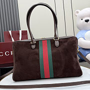 Colestore  Gucci Borsetto large boston bag in Dark Brown suede  38.5x22.5x13cm - 6