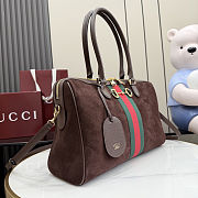 Colestore  Gucci Borsetto large boston bag in Dark Brown suede  38.5x22.5x13cm - 5