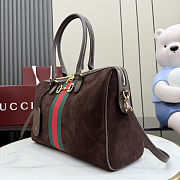 Colestore  Gucci Borsetto large boston bag in Dark Brown suede  38.5x22.5x13cm - 4