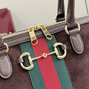 Colestore  Gucci Borsetto large boston bag in Dark Brown suede  38.5x22.5x13cm - 2