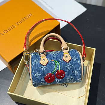 Colestore  Louis Vuitton LV x TM Micro Speedy Denim Cerise Bag Charm
