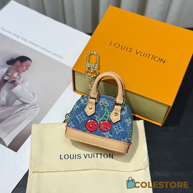 Colestore  Louis Vuitton LV x TM Micro Alma Denim Cerise Bag Charm  - 1