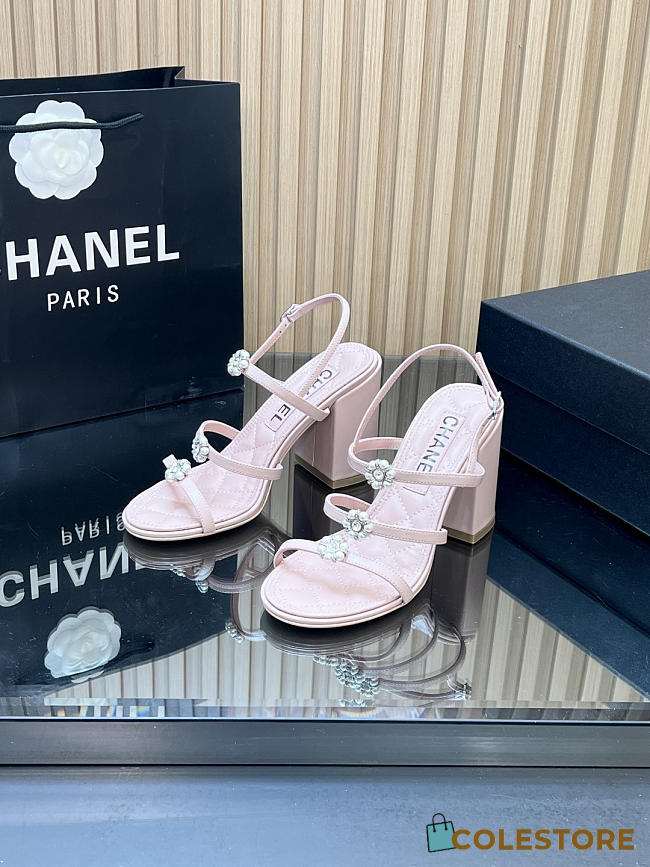 Colestore Chanel Sandals Sheepskin Light Pink 95mm - 1