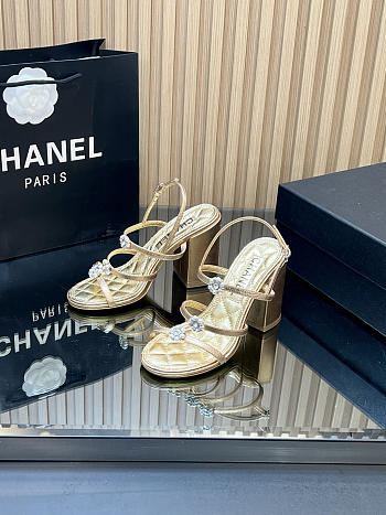 Colestore Chanel Sandals   Sheepskin with a metallic sheen  Gold 95mm