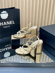 Colestore Chanel Sandals   Sheepskin with a metallic sheen  Gold 95mm - 3