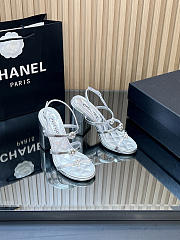 Colestore Chanel Sandals   Sheepskin with a metallic sheen  Silver 95mm - 6