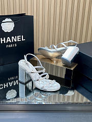 Colestore Chanel Sandals   Sheepskin with a metallic sheen  Silver 95mm - 4