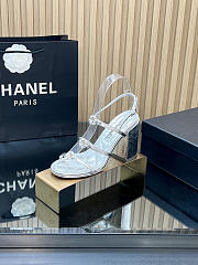 Colestore Chanel Sandals   Sheepskin with a metallic sheen  Silver 95mm - 5