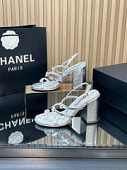 Colestore Chanel Sandals   Sheepskin with a metallic sheen  Silver 95mm - 3