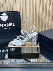 Colestore Chanel Sandals   Sheepskin with a metallic sheen  Silver 95mm - 2
