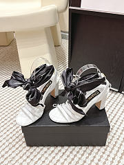 Colestore Chanel Sandals   Sheepskin & Silk  White & Black - 5