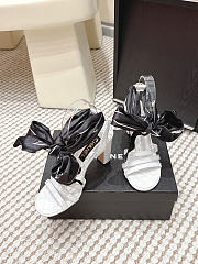 Colestore Chanel Sandals   Sheepskin & Silk  White & Black - 3