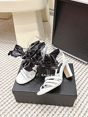 Colestore Chanel Sandals   Sheepskin & Silk  White & Black - 2