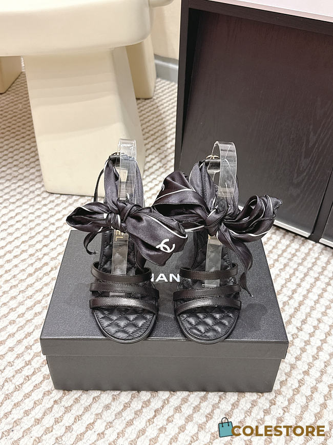Colestore Chanel Sandals   Sheepskin & Silk  Black & White - 1
