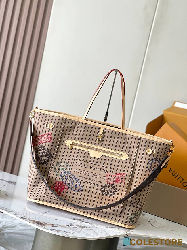 Colestore Louis Vuitton Neverfull Bandoulière Inside Out GM Monogram coated canvas/Stamped beige textile 39x32x19cm - 1