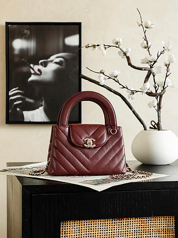 Colestore Chanel Mini Shopping Bag   Shiny Lambskin & Gold-Tone Metal  Burgundy  13 x 19 x 7cm