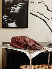 Colestore Chanel Mini Shopping Bag   Shiny Lambskin & Gold-Tone Metal  Burgundy  13 x 19 x 7cm - 5