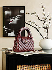 Colestore Chanel Mini Shopping Bag   Shiny Lambskin & Gold-Tone Metal  Burgundy  13 x 19 x 7cm - 3