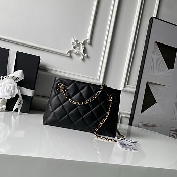 Colestore Chanel Small Shopping Bag   Lambskin & Gold-Tone Metal Black 25x16x7.5cm