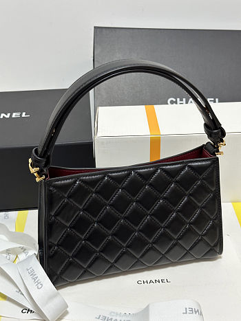 Colestore Chanel Small Top Handle Bag Lambskin Gold-tone metal Black 23x14x7cm