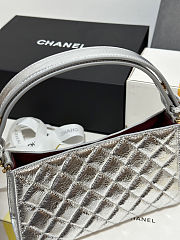 Colestore Chanel Small Top Handle Bag Metallic Lambskin  Gold-tone metal Silver 23x14x7cm - 5