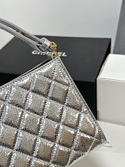 Colestore Chanel Small Top Handle Bag Metallic Lambskin  Gold-tone metal Silver 23x14x7cm - 3