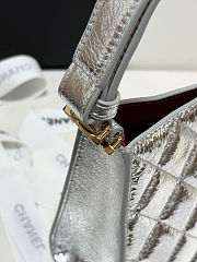 Colestore Chanel Small Top Handle Bag Metallic Lambskin  Gold-tone metal Silver 23x14x7cm - 2