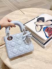 Colestore Dior Mini Lady Dior Bag with Chain Ice Blue Cannage Lambskin 17x7x15cm - 1