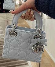 Colestore Dior Mini Lady Dior Bag with Chain Ice Blue Cannage Lambskin 17x7x15cm - 5