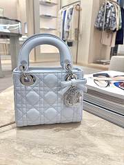 Colestore Dior Mini Lady Dior Bag with Chain Ice Blue Cannage Lambskin 17x7x15cm - 4