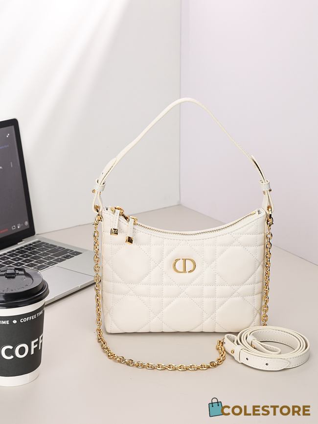 Colestore Dior Miss Caro Diorling Mini Bag with Chain Ivory Macrocannage Lambskin 19 x 17 x 7 cm - 1
