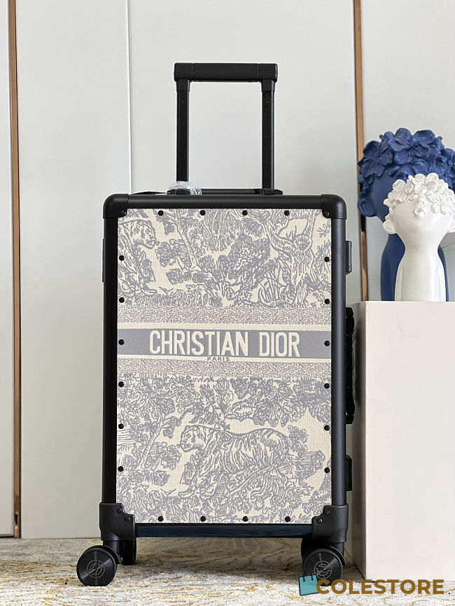 Colestore Dior Suitcase Ecru and Gray Toile de Jouy Embroidery 57x37x21cm - 1